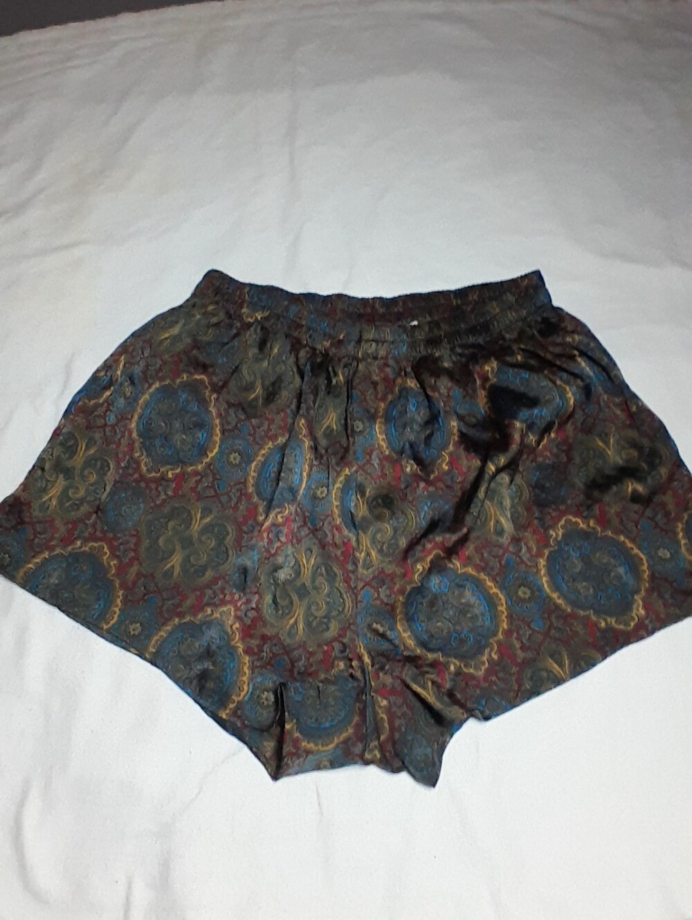 Printed Relaxed Satin Shorts - Multicolor Paisley
